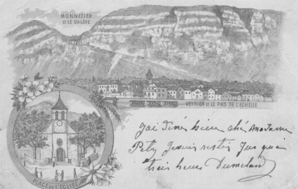 L´église et le tramway de Veyrier (1900)